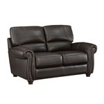 Foxborough Brown Leather Rolled Arm Loveseat 9269DB By Homelegance