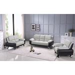 Modern 117 Grey and Black Leather Loveseat set