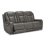 Card Player Smoke Faux Leather Power Reclining Sofa 11808 By Signature Design by Ashley