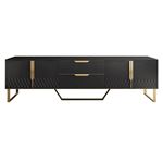 Paula Modern Large Black Gloss and Gold TV Stand By Exceptional Furniture