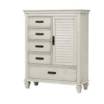 Franco Antique White 5 Drawer Man?s Chest Door Chest 205338 By Coaster