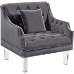 Roxy Grey Velvet Tufted Chair Roxy_Chair_Grey by Meridian Furniture