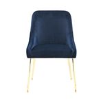 Modern Dark Ink Blue Velvet and Gold Side Chair-3