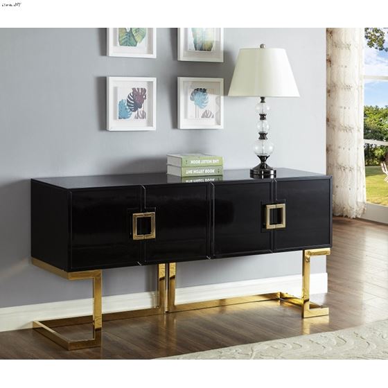 Beth Black Buffet/Console Table - Gold Base - 3