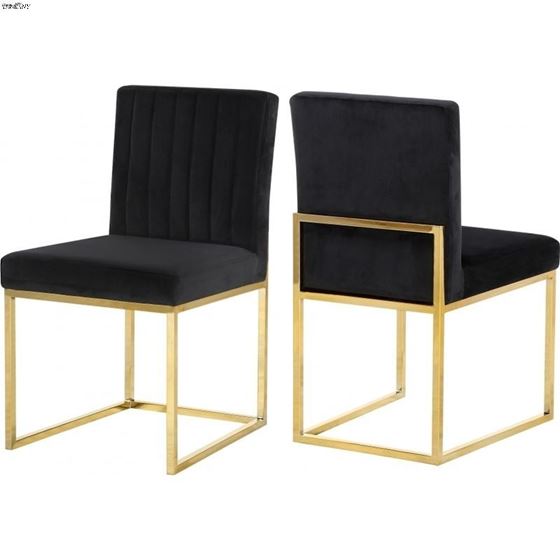 Giselle Black Upholstered Velvet Dining Chair - Go