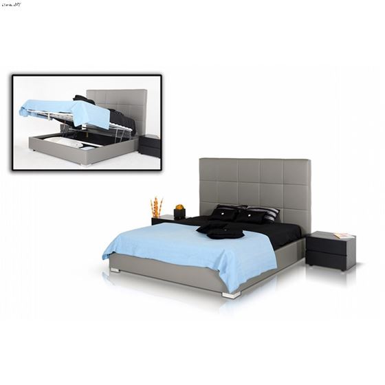 Messina - Modern Grey Eco Leather Bed with Lift St