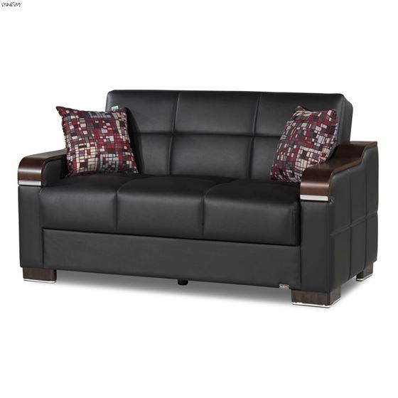 Uptown Black Leatherette Loveseat by Casamode