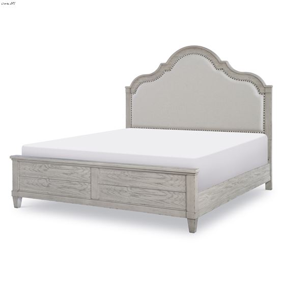 Belhaven Queen Upholstered Panel Bed  in Weathered Plank Finish Wood By Legacy Classic