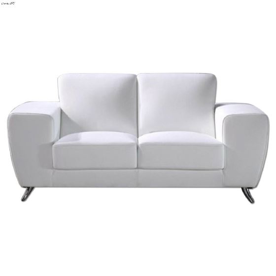 Julie Modern White Leather Loveseat By BH Designs