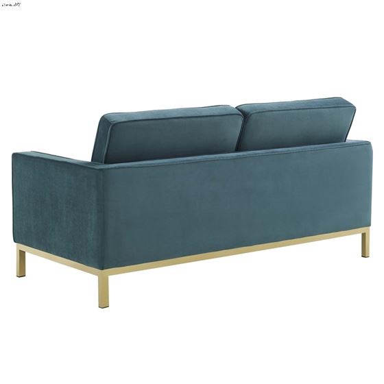 Loft Modern Teal Velvet and Gold Legs Tufted Love Seat EEI-3390-GLD-TEA by Modway 3