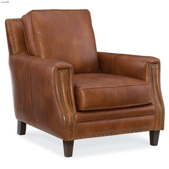 Exton Stationary Chair in Natchez Brown Leather SS387-01-087 By Hooker Furniture