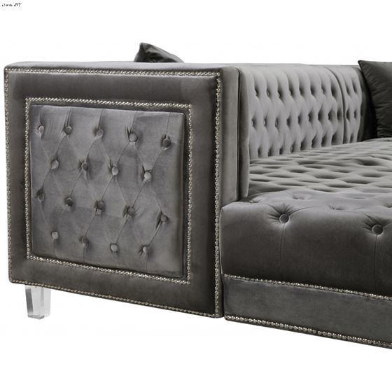Moda Grey Velvet Upholstered Tufted Sectional -3