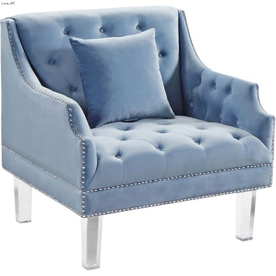 Roxy Sky Blue Velvet Tufted Chair Roxy_Chair_Sky Blue by Meridian Furniture