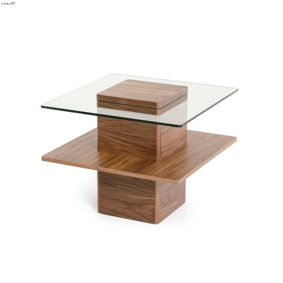 Clarion Modern Walnut and Glass End Table