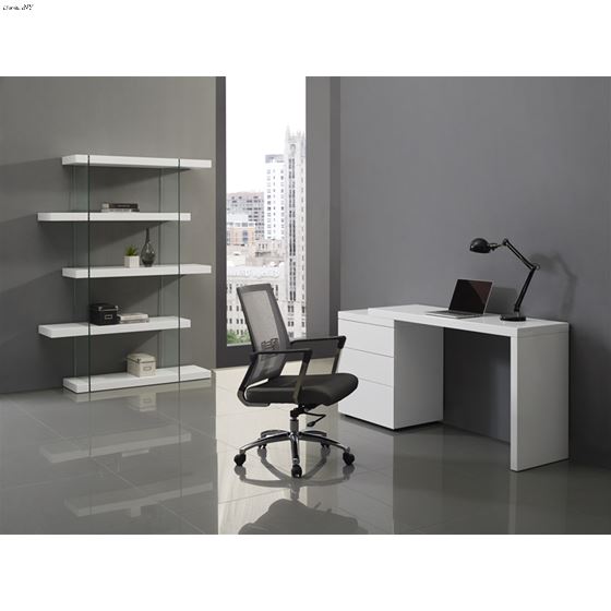 Nest High Gloss White Lacquer Office Desk- 3
