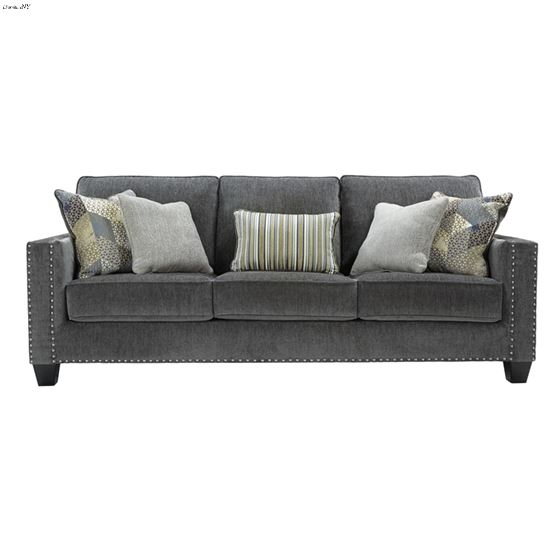 Gavril Smoke Grey Fabric Nailhead Sofa 43001 By BenchCraft