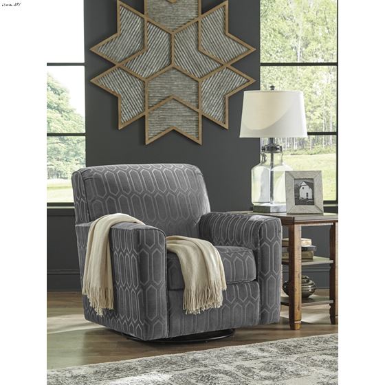 Zarina Graphite Pattern Swivel Accent Chair 977-3