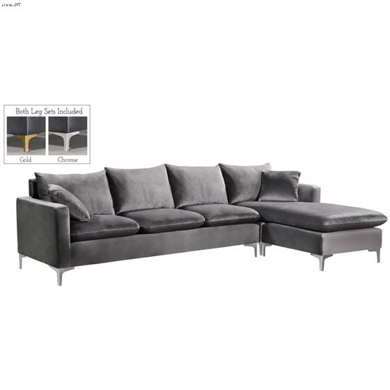 Naomi Grey Velvet Upholstered Reversible Sectional