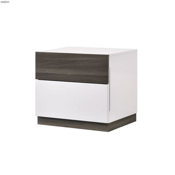 SanRemo White and Walnut 2 Drawer Nightstand by JM Furniture