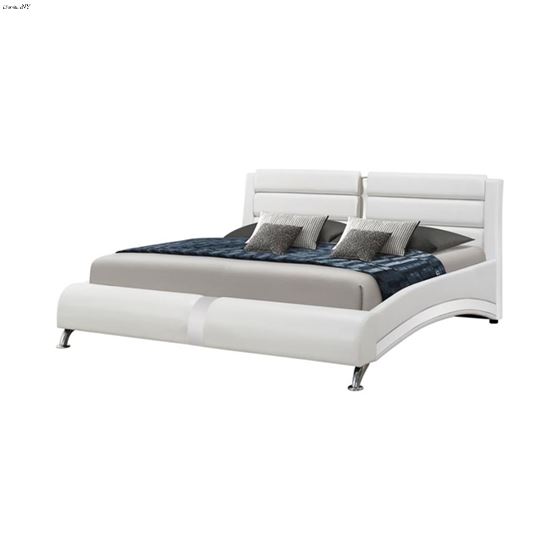 Jeremaine Modern White Leatherette Queen Upholstered Bed 300345Q By Coaster