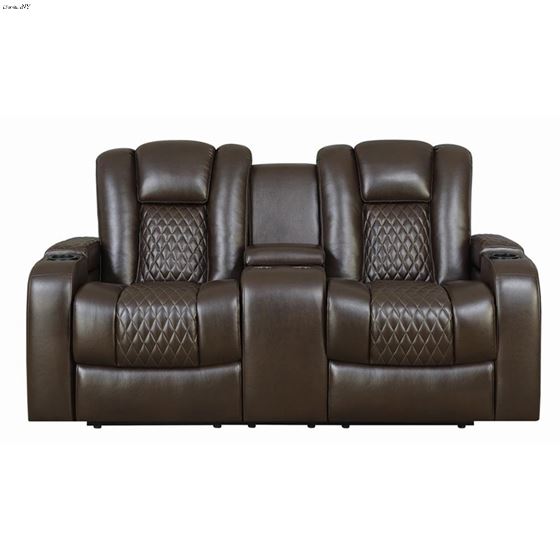 Delangelo Brown Power Reclining Loveseat with Co-3