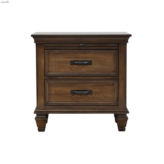 Franco Burnished Oak 2 Drawer Nightstand With Pull Out Tray 200972 By Coaster