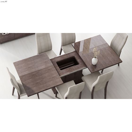 Georgia High Gloss Wood Grain Dining Table by Status Italy with leave
