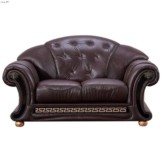 Apolo Tufted Brown Leather Love Seat By ESF Furniture