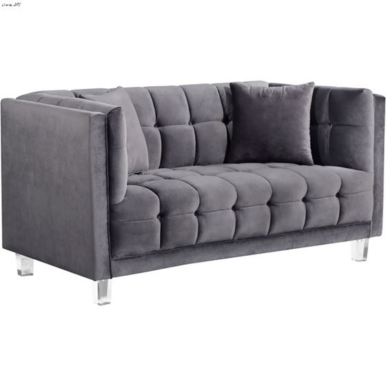 Mariel Grey Velvet Tufted Love Seat Mariel_Loveseat_Grey by Meridian Furniture