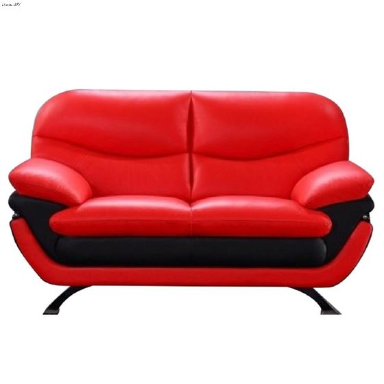 Jonus Modern Red and Black Leather Loveseat By BH Designs