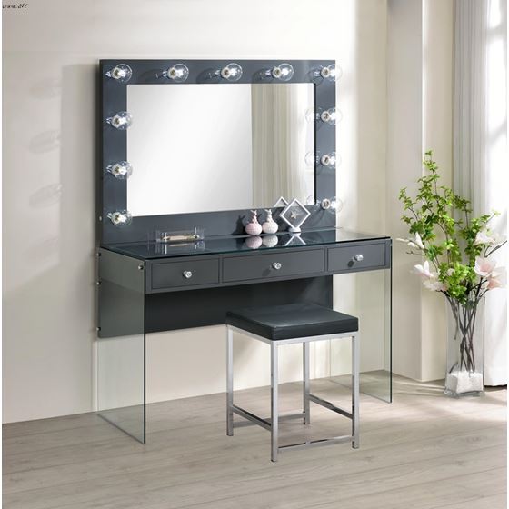 Afshan Dark Grey Vanity Stool 935924-3