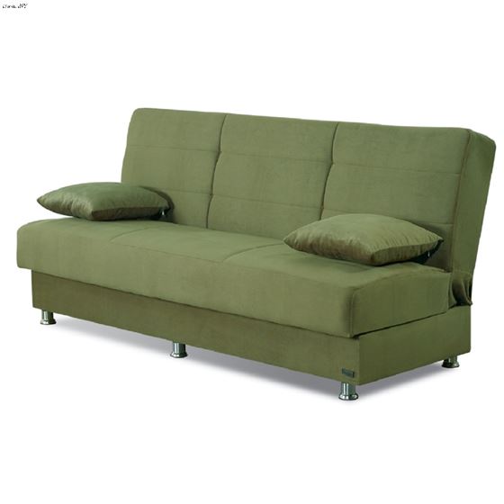 Atlanta Armless Sofa Bed in Green Fabric