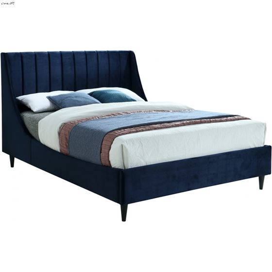 Eva Navy Velvet Upholstered Bed By Meridian Furniture