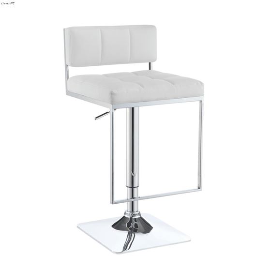 Modern White and Chrome Adjustable Bar Stool 100193 By Coaster