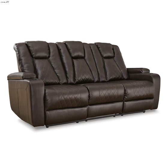 Mancin Chocolate Reclining Sofa with Drop Down Table 29703 By Ashley Signature Design