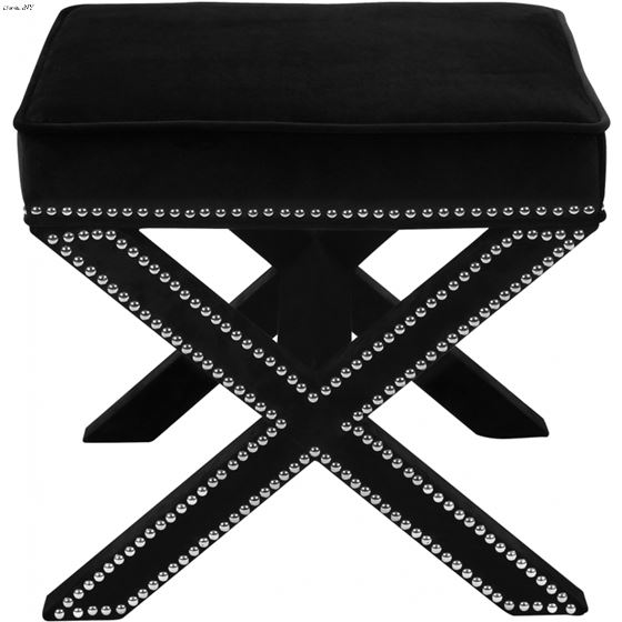 Nixon Black Velvet Upholstered Ottoman/Bench - 3