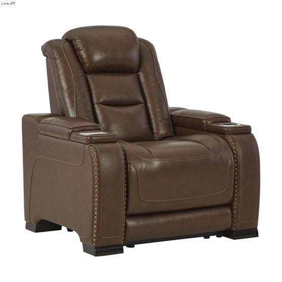 Man-Den Mahogany Leather Power Recliner Chair