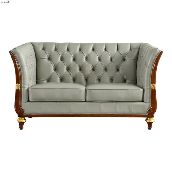 401 Tufted Grey Leather Love Seat by ESF