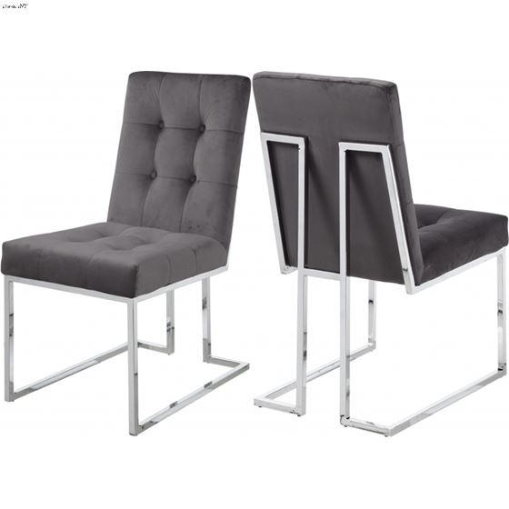 Alexis Grey Upholstered Tufted Velvet Dining Chair - Set of 2