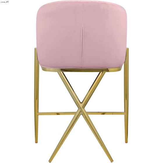 Xavier Pink Velvet and Gold Counter Stool-3