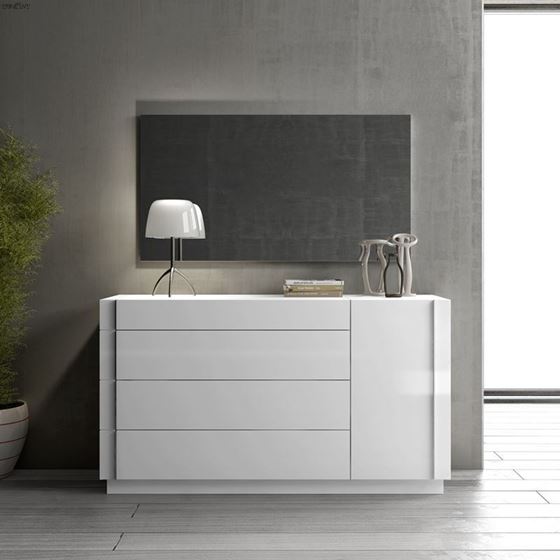 Amora Modern White 5 Drawer Premium Dresser