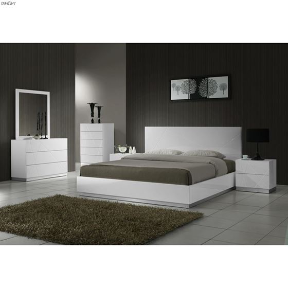 Naples Modern White Platform Bed-3