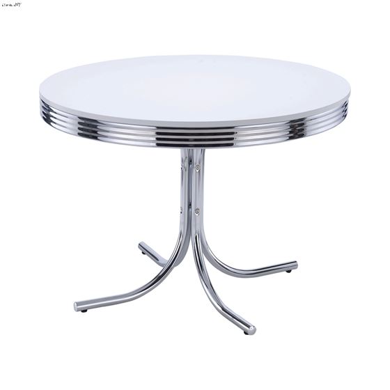 Retro 42 inch Round Table White and Chrome 2388 by Coaster