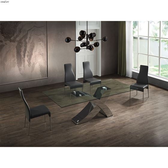 Valentino Dark Grey Eco - Leather Dining Chair b-3