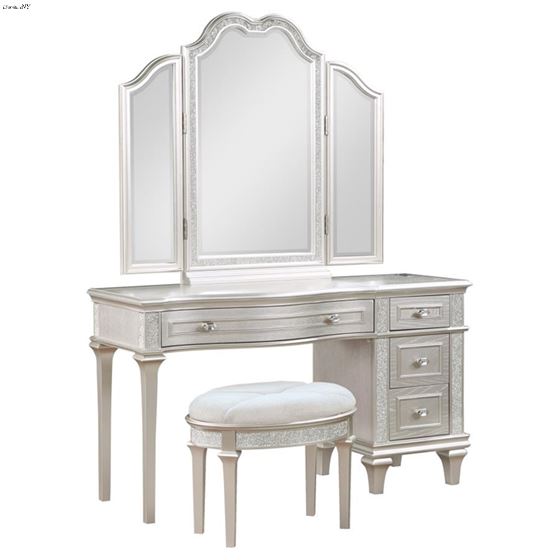 Evangeline Silver Oak 3 Piece Vanity Table Set 223397-SET