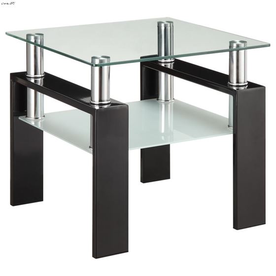 Dyer Black Square Glass Top Side End Table 702287 By Coaster