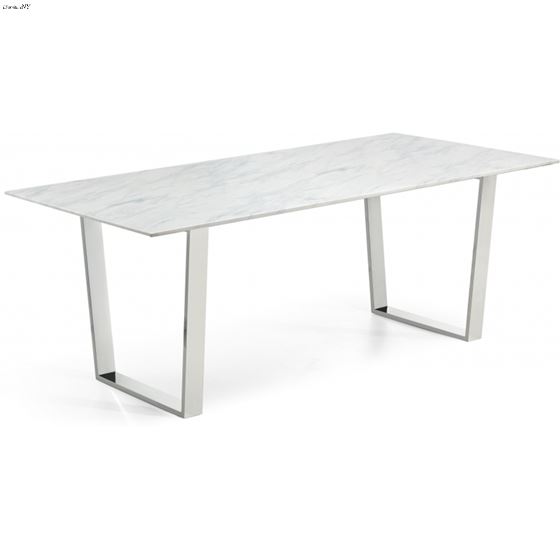 Carlton White Marble Top And Chrome, Marble And Chrome Dining Table