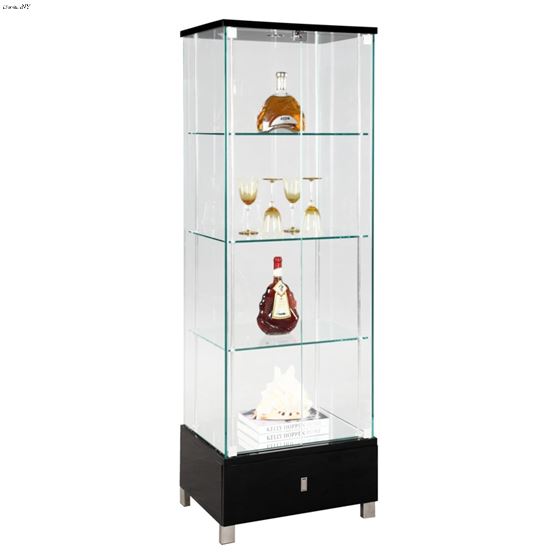 Modern Glass Curio 6628 Black by Chintaly