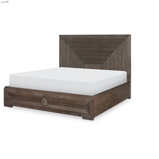Facets California King Panel Bed with Storage Footboard in Mink with Silver Undertones By Legacy Cla