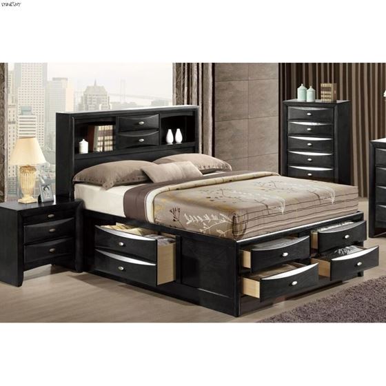 Linda Black Queen Captain Storage Bed-2